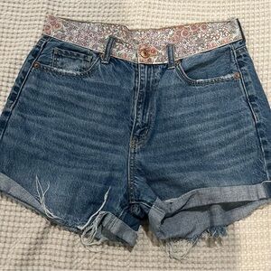 Zara Blue Jean Shorts with Floral Waistband